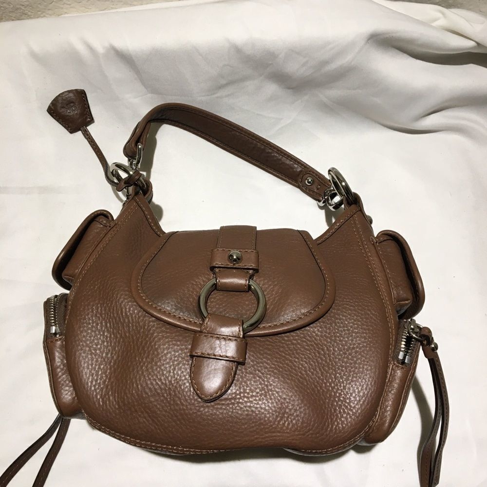 New Banana Republic Brown Genuine Leather Hobo Shoulder Bag pockets Retail $138 - Picture 4 of 15